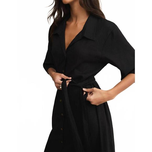 NEW Z SUPPLY women's brise linen midi dress in black - Picture 6 of 6